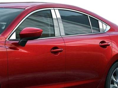 Quality Automotive Accessories - QAA PP14763 12Pc Stainless Steel Pillar Trim for 14-20 Mazda Mazda6