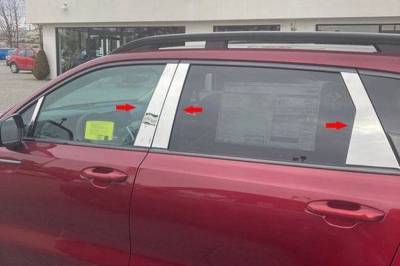 Quality Automotive Accessories - QAA PP71821 6Pc Stainless Steel Pillar Trim for 2021-2025 Kia Sorento