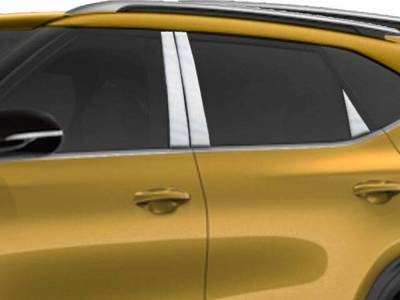 Quality Automotive Accessories - QAA PP71861 6Pc Stainless Steel Pillar Trim for 2021-2025 Kia Seltos