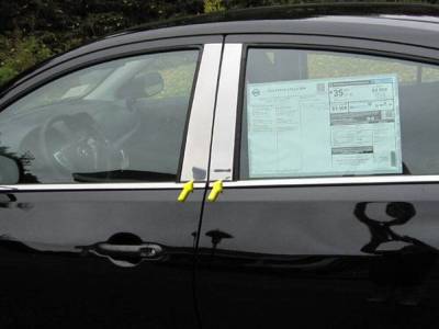 Quality Automotive Accessories - QAA PP12530 4Pc Stainless Steel Pillar Trim for 2012-2019 Nissan Versa