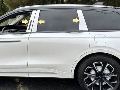 Quality Automotive Accessories - QAA PP74661 6Pc Stainless Steel Pillar Trim for 2024-2025 Lincoln Nautilus