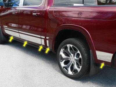 Quality Automotive Accessories - QAA TH59348 8Pc Stainless Steel Rocker Panel Trim for 2019-2023 Ford Ranger