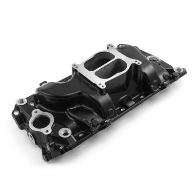 Speedmaster - Speedmaster 1-147-018 LowRise Oval Port Intake Manifold Blk for Chevy BBC
