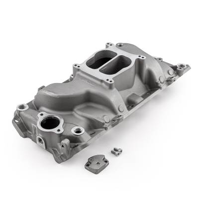 Speedmaster - Speedmaster 1-147-016 LowRise Oval Port Intake Manifold Satin for Chevy BBC