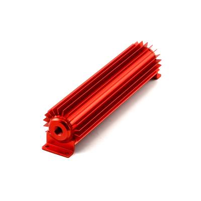 Speedmaster - Speedmaster PCE186.1002 12" Red Anodized Single Pass Trans Oil Cooler w/Fittings