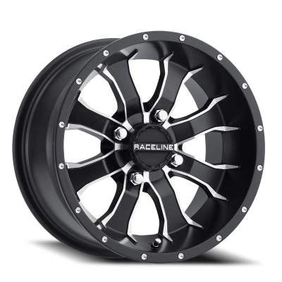 Raceline Wheels - Raceline Wheels A7747011-25 Mamba UTV A77 14x7 4x110 -47mm Satin Black/Machined