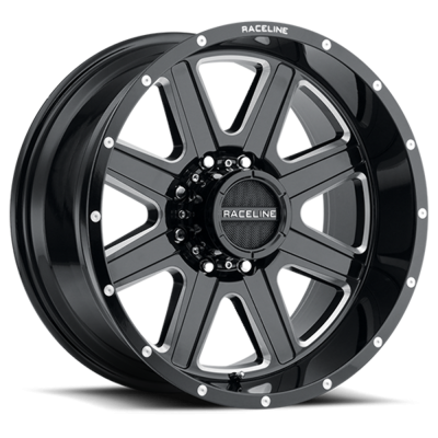 Raceline Wheels - Raceline Wheels 940M-22280-44 Hostage 940M 22x12 8x6.5 -44mm Gloss Black/Milled