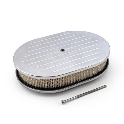 Speedmaster - Speedmaster PCE104.1005.02 12"x2" Oval Ball Milled Pol Alu. Air Cleaner Kit