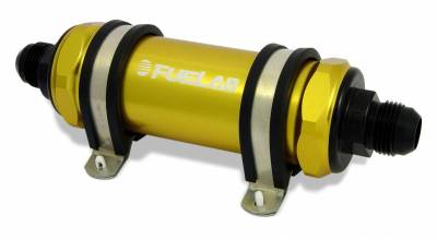 FUELAB - FUELAB 82831-5 In-Line Fuel Filter Long Length -6AN In/Out 6 Micron Fiberglass