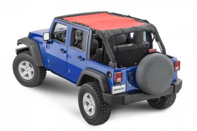 MasterTop - MasterTop 14220402 Red Mesh Bimini Top ShadeMaker Plus for 07-18 Wrangler JK 4DR