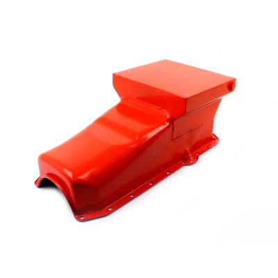 Speedmaster - Speedmaster PCE300.1066.03 7Qt Drag Rear Sump RH 2Pc RMS Orange Oil Pan Chevy SB