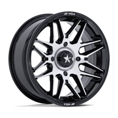 MSA Offroad Wheels - MSA Wheels M52 RADAR UTV 14x7 4x110 -47mm Black/Machined MA052BD14704047N
