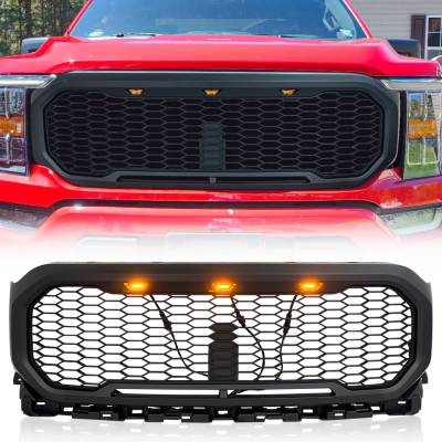AMERICAN MODIFIED - AMERICAN MODIFIED AMFMAA00122 Mesh Grille w/Amber Lights