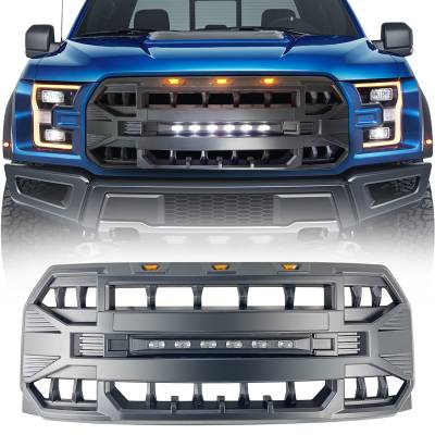 AMERICAN MODIFIED - AMERICAN MODIFIED AMFMAA00115 Armor Grille w/LED Off-Road Lights Matte Black
