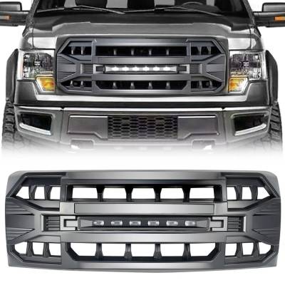 AMERICAN MODIFIED - AMERICAN MODIFIED AMFMAA00114 Armor Grille w/LED Off-Road Lights Matte Black