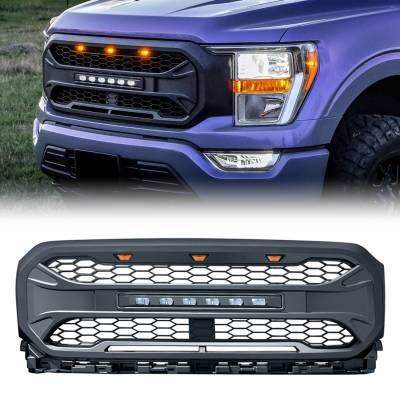 AMERICAN MODIFIED - AMERICAN MODIFIED AMFMAA00120 Armor Grille w/LED Off-Road Lights Matte Black