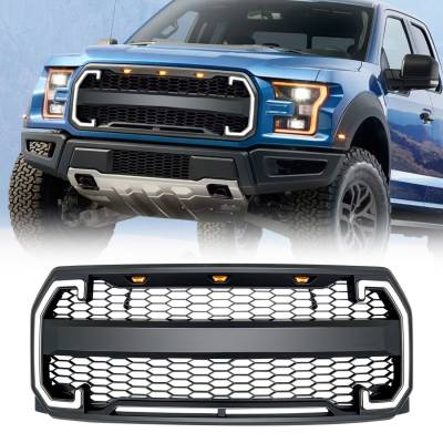 AMERICAN MODIFIED - AMERICAN MODIFIED AMFMAA00130 Raptor Style Mesh Grille w/DRL & Turn Signal Light