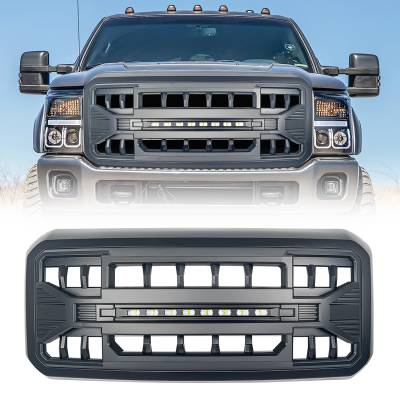 AMERICAN MODIFIED - AMERICAN MODIFIED AMFMFA00105 Armor Grille w/LED Off-Road Lights Matte Black