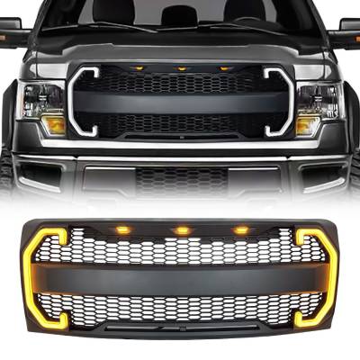 AMERICAN MODIFIED - AMERICAN MODIFIED AMFMAA00124 Raptor Style Grille w/DRL & Sequenal Turn Signal