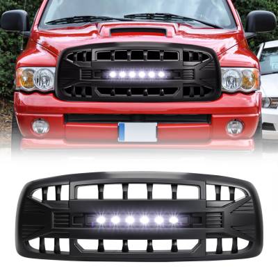 AMERICAN MODIFIED - AMERICAN MODIFIED AMDEBA00144 Armor Grille w/LED Off-Road Lights Matte Black