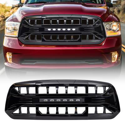 AMERICAN MODIFIED - AMERICAN MODIFIED AMDEBA00151 Armor Grille w/Off-Road Lights Glossy Black
