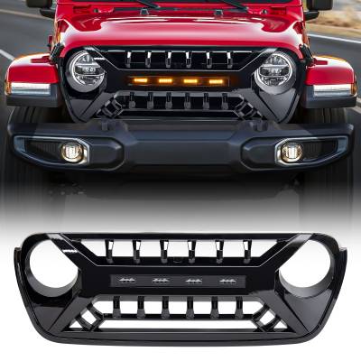 AMERICAN MODIFIED - AMERICAN MODIFIED AMJPCA00128 Armor Grille w/LED Amber Lights Glossy Black