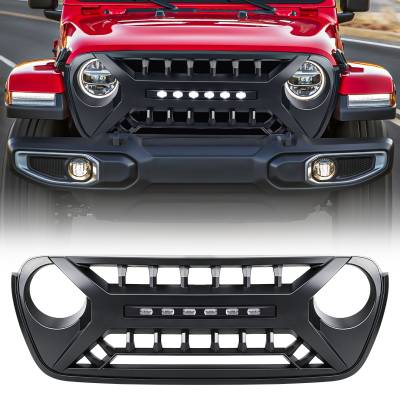 AMERICAN MODIFIED - AMERICAN MODIFIED AMJPCA00124 Armor Grille w/LED Off-Road Lights Matte Black