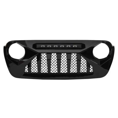 AMERICAN MODIFIED - AMERICAN MODIFIED AMJPCA00117 Demon Grille w/LED Off-Road Lights Glossy Black