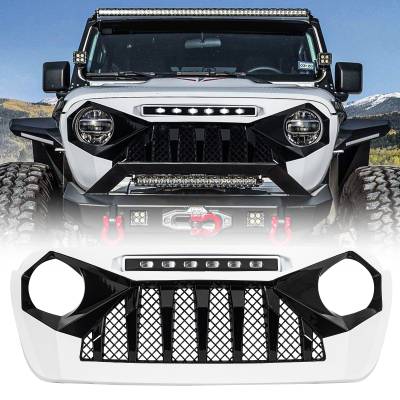 AMERICAN MODIFIED - AMERICAN MODIFIED AMJPCA00122 Demon Grille w/LED Off-Road Lights Black/White