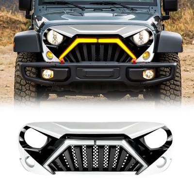 AMERICAN MODIFIED - AMERICAN MOD AMJPAA00148 Goliath Grille w/LED DRL/Turn Signals White/Black