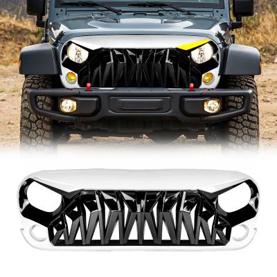 AMERICAN MODIFIED - AMERICAN MOD AMJPAA00147 Shark Grille w/LED Eyebrow DRL/Turn Signals White/Black
