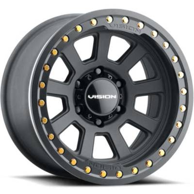 Vision Wheel - Vision Wheel 350BL7981SBBR-40 350 Ojos Beadlock 17x9 8x6.5 -40mm Satin Black
