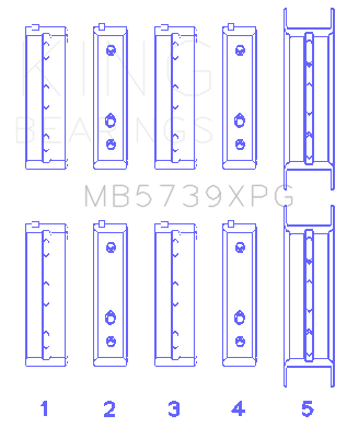 King Engine Bearings - King Engine Bearings MB5739XPG Main Bearings +.002 for Subaru EJ20/EJ22/EJ25