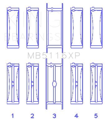 King Engine Bearings - King Bearings MB5116XP Main Bearing Set for Chrysler 426/440 V8 OHV