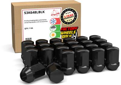 Coyote Premium Wheel Accessories - Coyote 53K648LBLK Factory Style Lug Pack Long Black for GM M14x1.5 24-Lugs