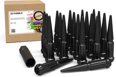 Coyote Premium Wheel Accessories - Coyote 251548BLK Truck Spline Spike Lug Pack Black M14x1.5 20-Lugs w/Key