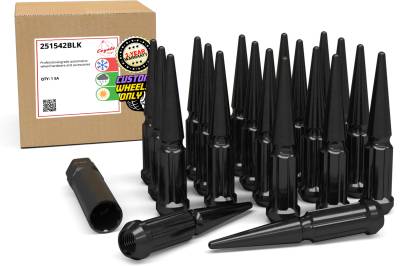 Coyote Premium Wheel Accessories - Coyote 251542BLK Truck Spline Spike Lug Pack Black 1/2-20 20-Lugs w/Key