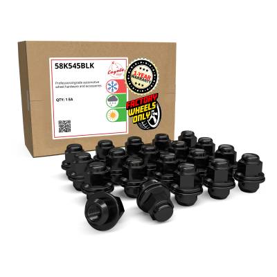 Coyote Premium Wheel Accessories - Coyote 58K545BLK Factory Lug Pack Black w/Washer for Toyota M12x1.5 20-Lugs