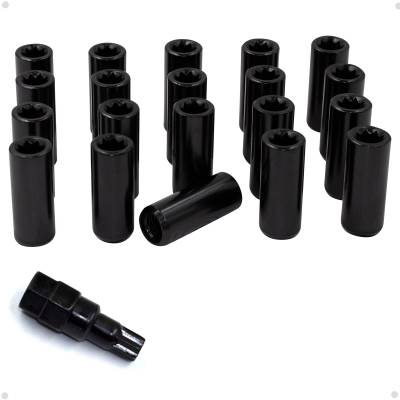 Coyote Premium Wheel Accessories - Coyote 78K548XLBLK Car XL 8-Sided Tuner Lug Pack Black M14x1.5 20-Lugs