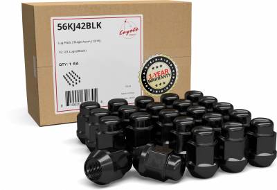 Coyote Premium Wheel Accessories - Coyote 56KJ42BLK Bulge Acorn Lug Pack Black 1/2 23 Lugs