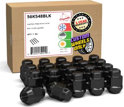 Coyote Premium Wheel Accessories - Coyote 56K548BLK Bulge Acorn Lug Pack Black M14x1.5 20-Lugs
