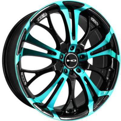 HD Wheels - HD Wheels SO18752342BK-TE Spinout 18x7.5 5x112/4.5 42mm Gloss Black/Teal