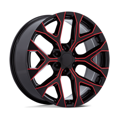 Performance Replicas - Performance Replicas PR177 22x9 6x5.5 24mm Black/Milled Red PR177BQ22906124