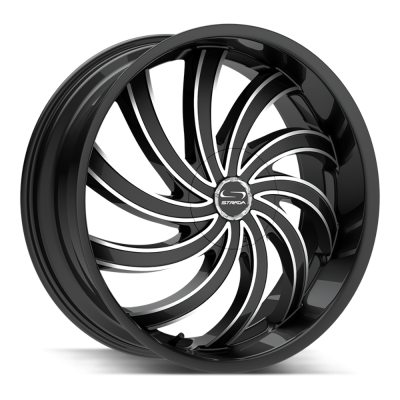 Strada - Strada Wheels FLAME 20x8.5 5x112/115 35mm Gloss Black/Milled G0408550235GBML