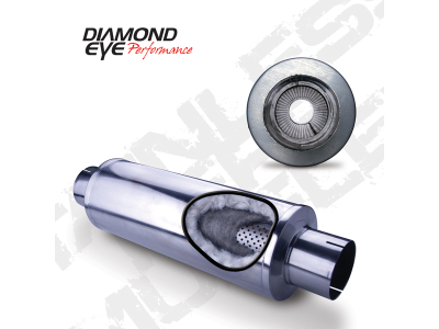 Diamond Eye Performance - Diamond Eye 460031 Muffler 4" Single In/Out Stainless Perforated Packed 7"x24"