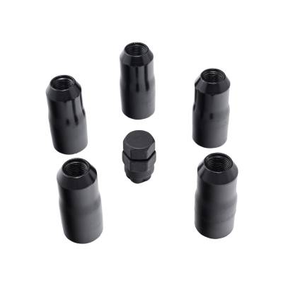 Rugged Ridge - Rugged Ridge 16715.34 Wheel Lock Nut Set 5 Nuts w/Key Black M14-1.5