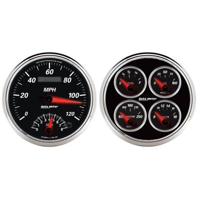 AutoMeter - AutoMeter 1204 Designer Black II 2 Gauge Kit Speedometer & 4 Gauge Combo