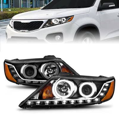 Anzo USA - Anzo USA 111248 Projector Headlight Set w/CCFL Halo Black for Kia Sorento