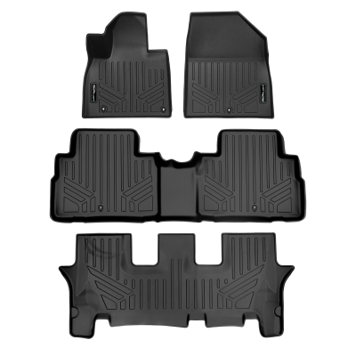SMARTLINER - SMARTLINER SA0417/B0417/C0417 Front/Rear BLACK Floor Liners for Kia Telluride