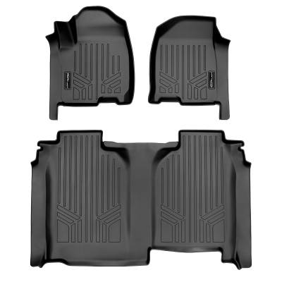 SMARTLINER - Smartliner SA0457/B0457 Front/Rear BlackFloor Liners for Silverado/Sierra Crew